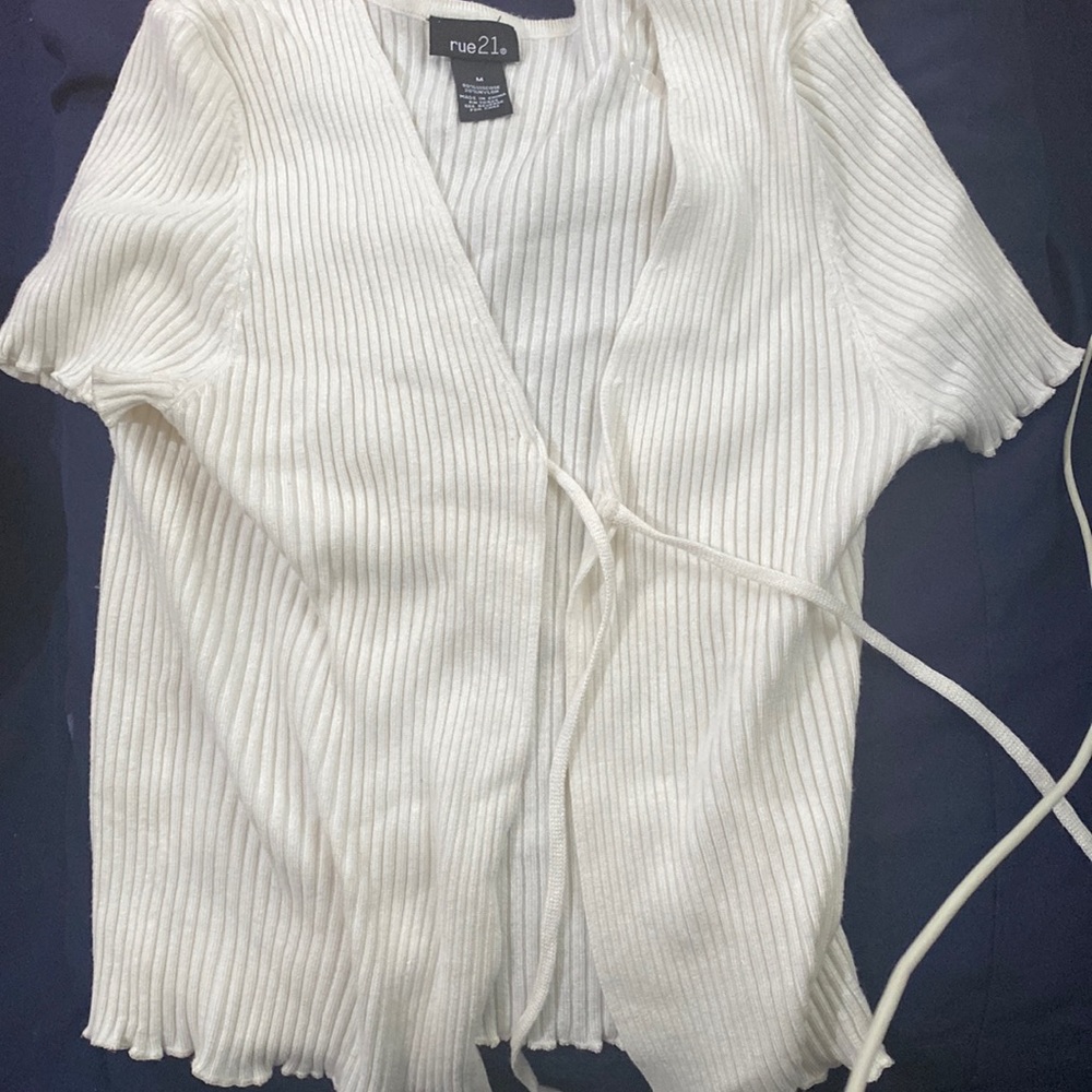 Rue21 White CrossOver Shirt